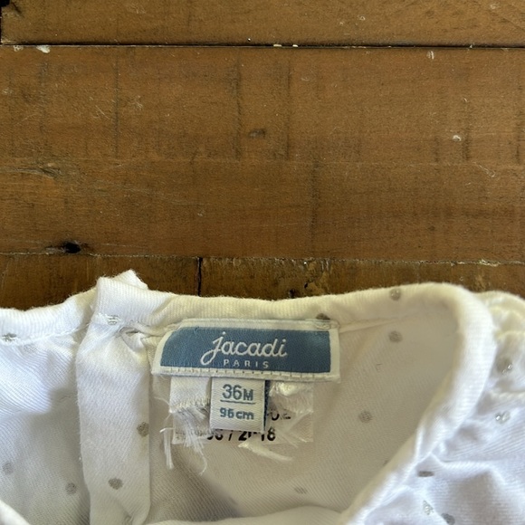 Jacadi silver polka dot scalloped collar top - Picture 3 of 5